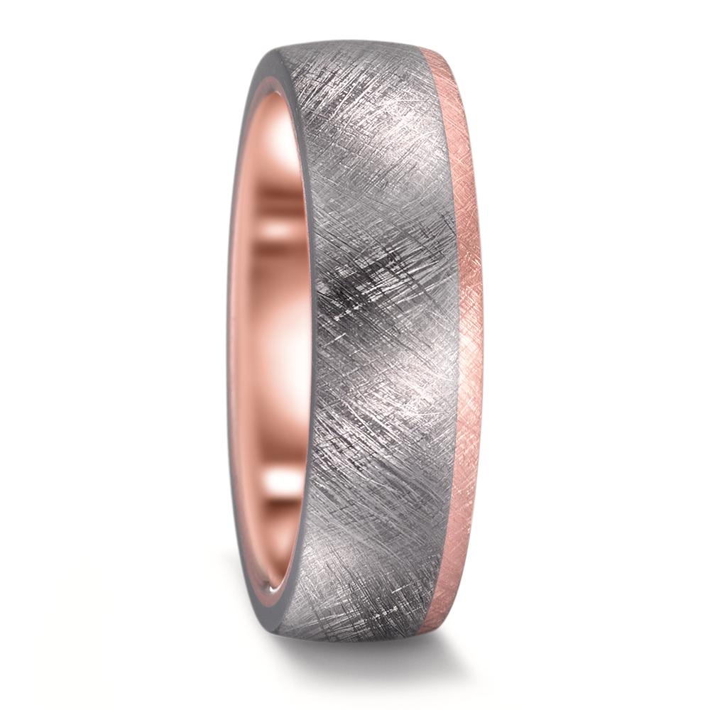 Tantalum, Diamond & 14K Rose Gold wedding Ring Set