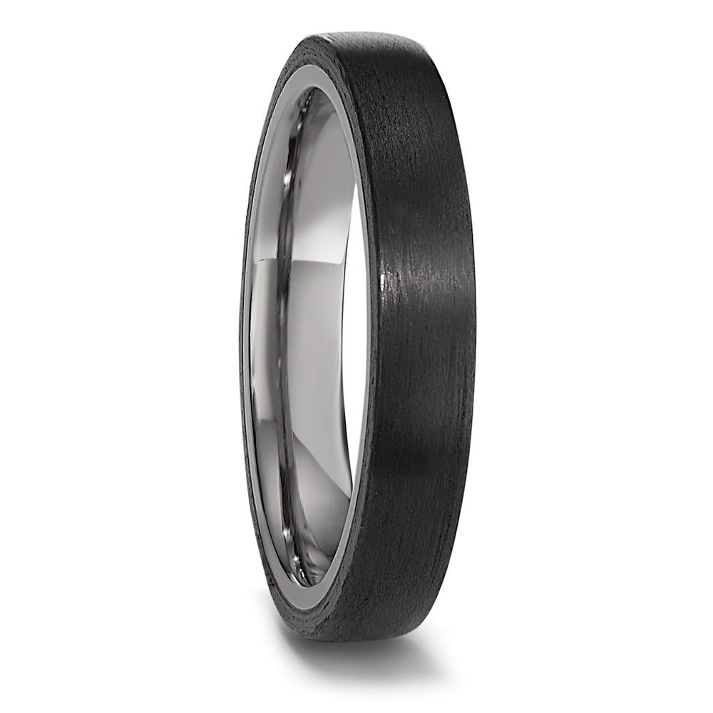 Polished Titanium and brushed black carbon fibre wedding ring band for men uk 4mm 5mm 6mm