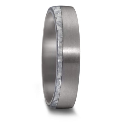 TANTALUM & 'WHITE' CARBON FIBRE Wedding Ring, Free engraving