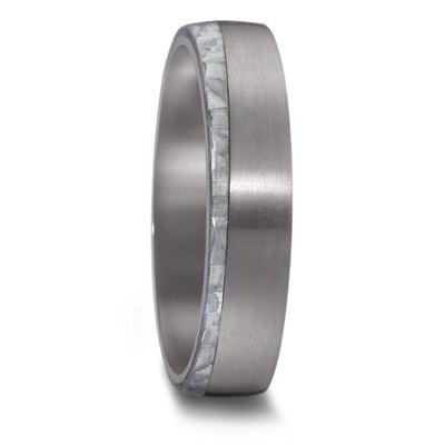 TANTALUM & 'WHITE' CARBON FIBRE Wedding Ring, Free engraving 7 or 5mm