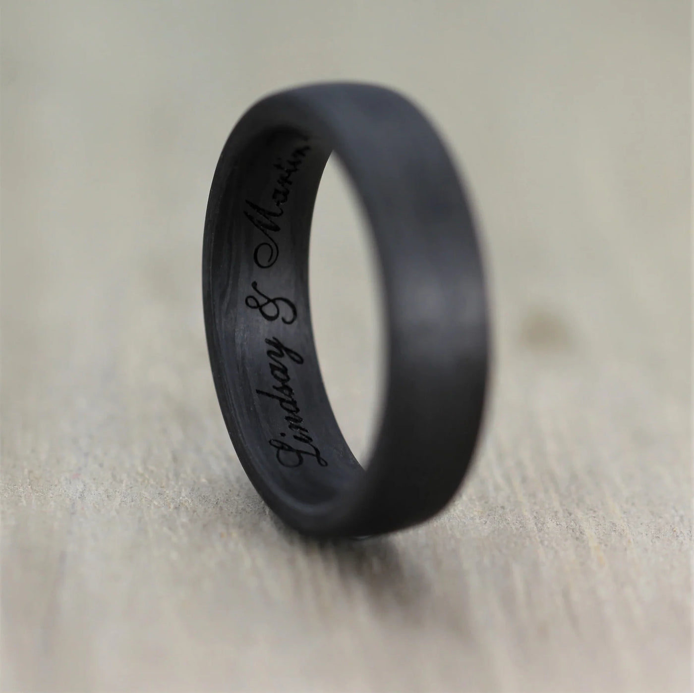 Carbon Fibre & Rose Gold Wedding Ring Band + Free Engraving!