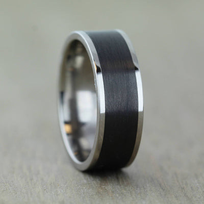 Titanium & Carbon Fibre Wedding/Engagement Ring with FREE engraving! 8mm to 10mm