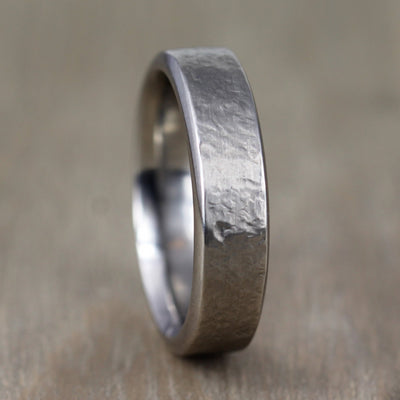 Distressed finish titanium wedding ring band for men. Textured 6mm titanium wedding band
